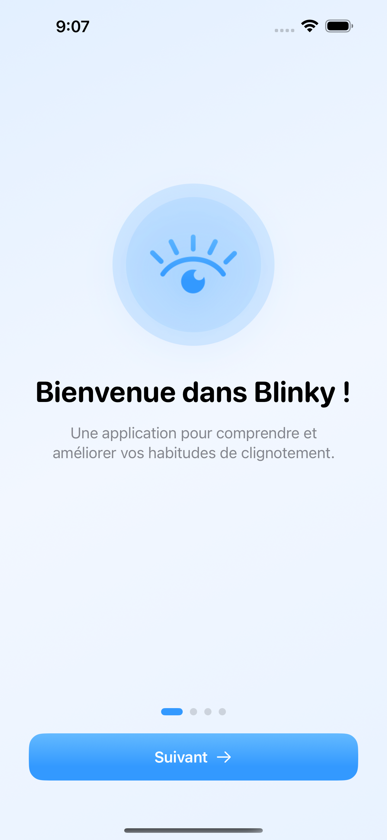 Écran d'accueil de Blinky
